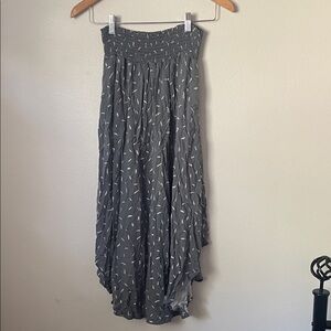 Kith Smocked Waist Printed Maxi Skirt - Charcoal Gray